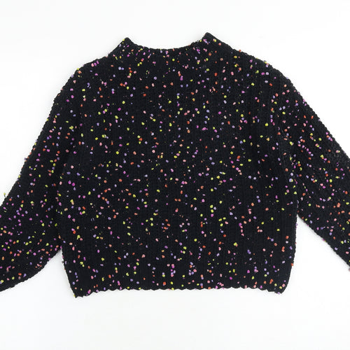 Marks and Spencer Girls Multicoloured Mock Neck Polyester Pullover Jumper Size 8-9 Years Magnetic - Speckled