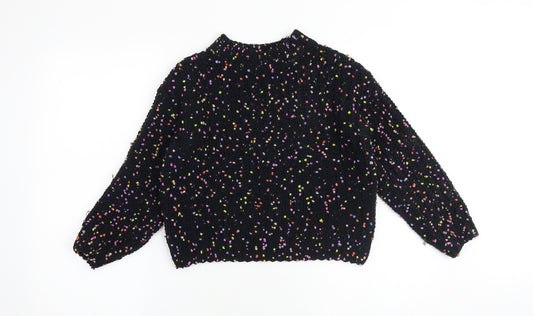 Marks and Spencer Girls Multicoloured Mock Neck Polyester Pullover Jumper Size 8-9 Years Magnetic - Speckled