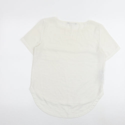 Mango Womens White Polyester Basic Blouse Size S Boat Neck