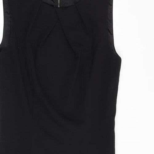 Jasper Conran Womens Black Polyester Shift Size 10 Round Neck Zip