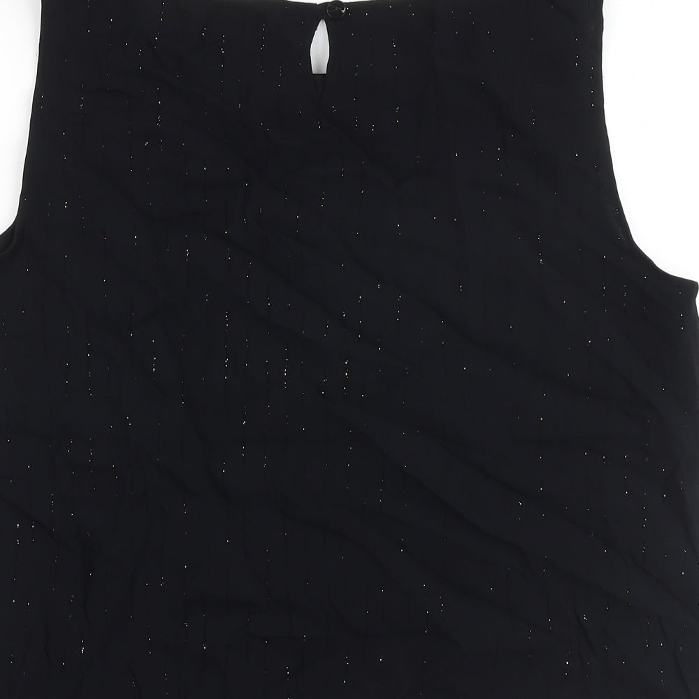 JFW Womens Black Viscose Basic Blouse Size 16 Boat Neck - Speckled