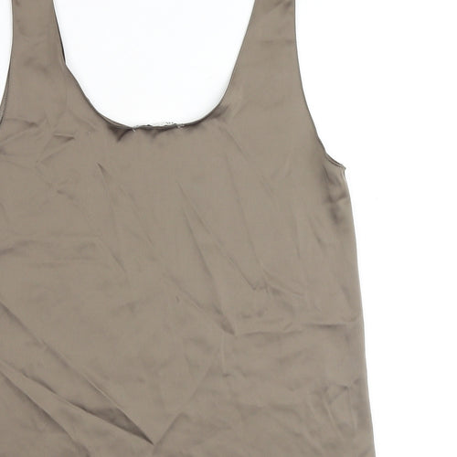 Zara Womens Brown Polyester Basic Tank Size S Scoop Neck