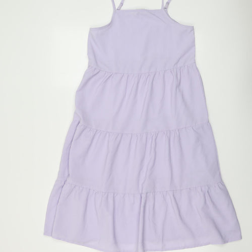 H&M Girls Purple Polyester A-Line Size 12-13 Years Square Neck Pullover