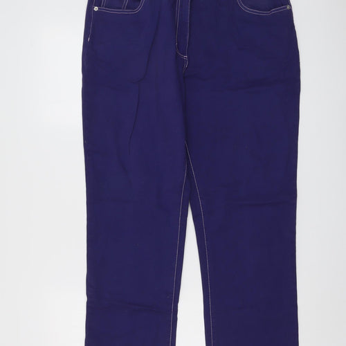 Damart Womens Purple Cotton Straight Jeans Size 18 L28 in Regular Button