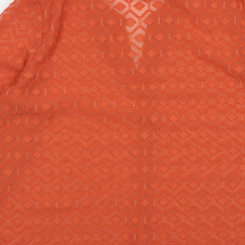 DASH Womens Orange Geometric Polyester Basic Blouse Size 16 V-Neck