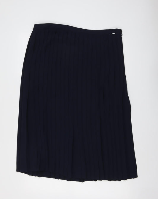 Country Casuals Womens Blue Polyester Pleated Skirt Size 18 Zip