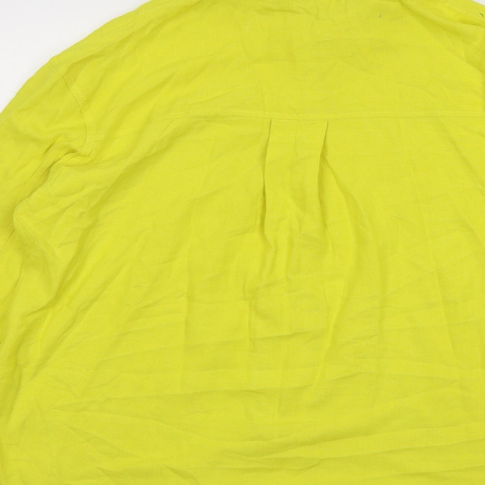 River Island Womens Yellow Viscose Basic Button-Up Size S Collared