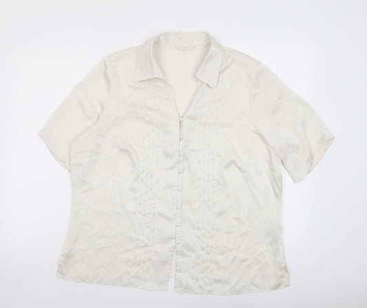 Marks and Spencer Womens Ivory Polyester Basic Button-Up Size 20 Collared