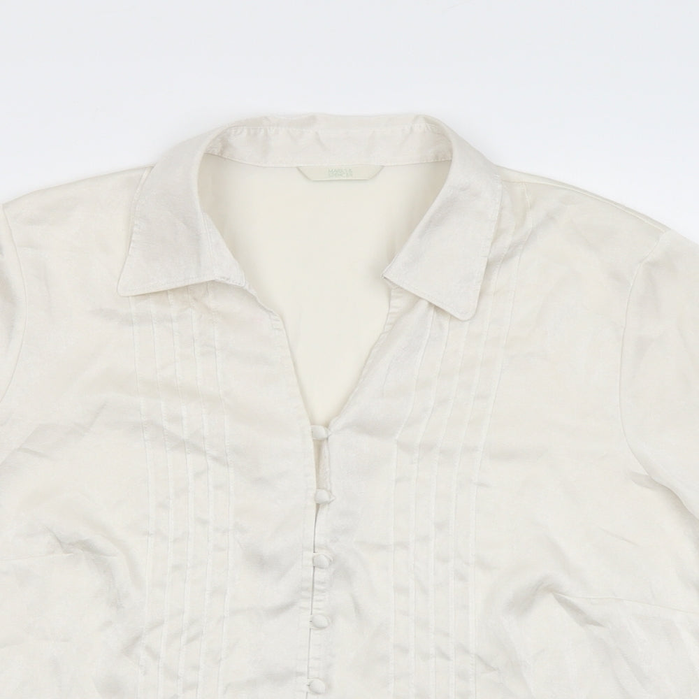 Marks and Spencer Womens Ivory Polyester Basic Button-Up Size 20 Collared