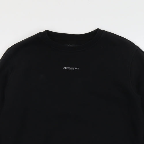 Alessandro Mens Black Cotton Pullover Sweatshirt Size S