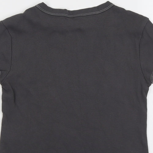 H&M Womens Grey Cotton Basic T-Shirt Size S Round Neck - Lost in Love