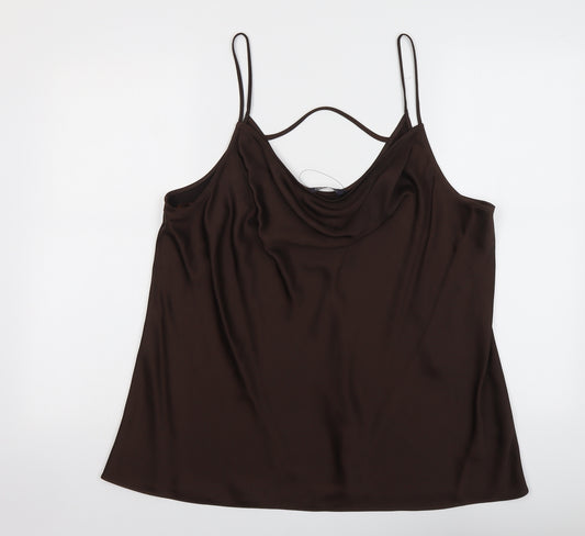 Marks and Spencer Womens Brown Polyester Basic Tank Size 22 Cowl Neck