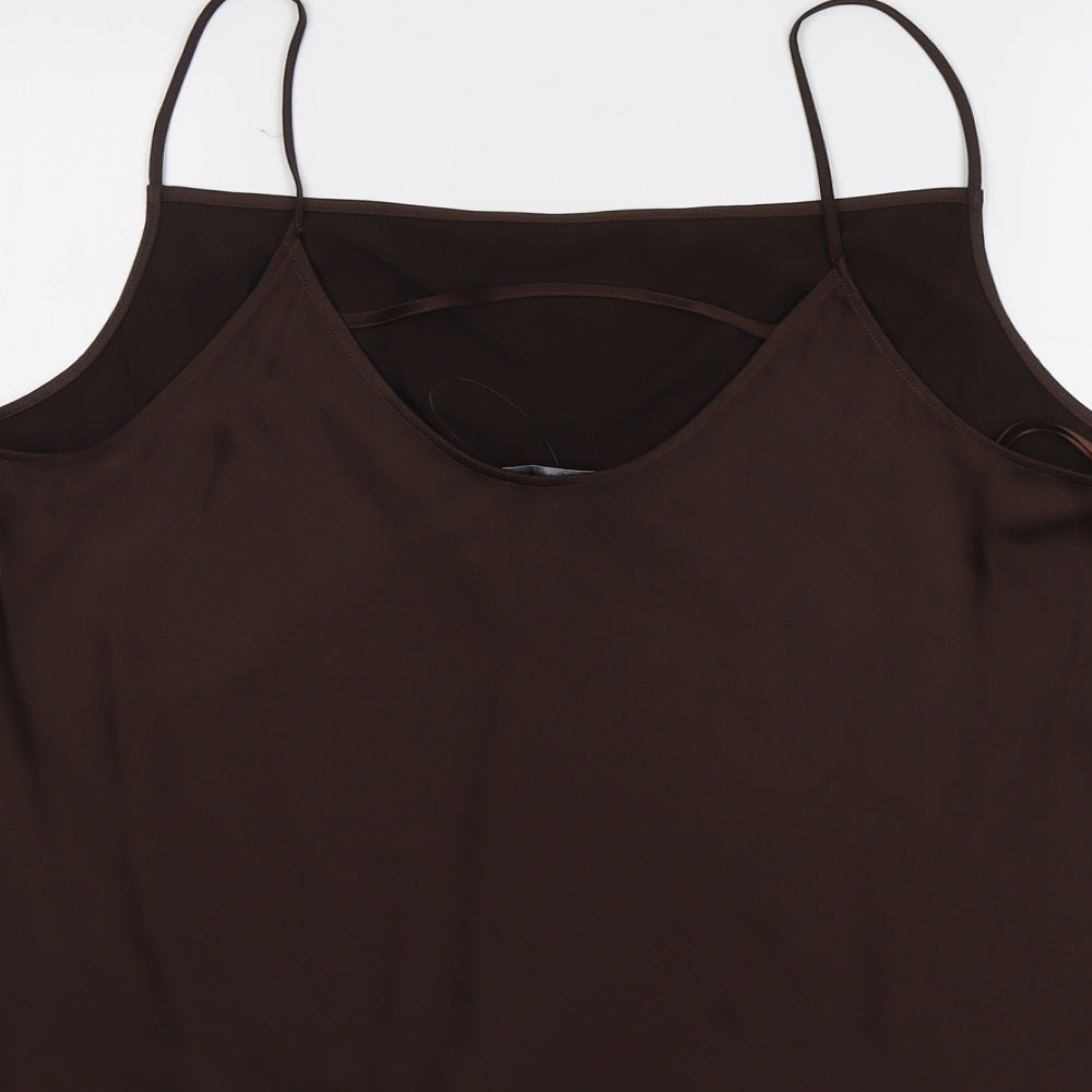 Marks and Spencer Womens Brown Polyester Basic Tank Size 22 Cowl Neck