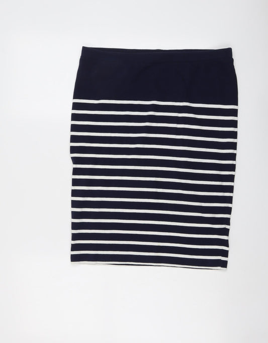 Gap Womens Blue Striped Cotton Straight & Pencil Skirt Size M