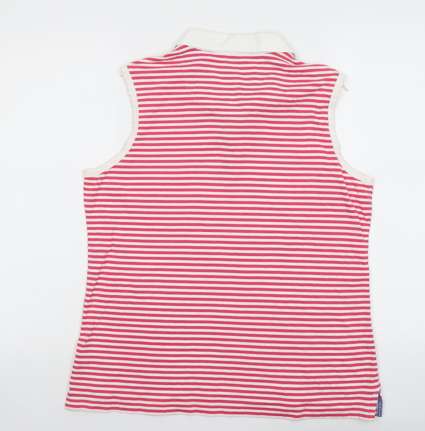 Per Una Womens Pink Striped Cotton Basic Polo Size 16 Collared