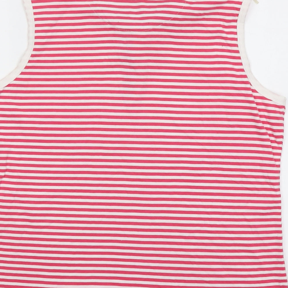 Per Una Womens Pink Striped Cotton Basic Polo Size 16 Collared