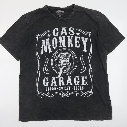 NEXT Mens Grey Cotton T-Shirt Size 2XL Round Neck - Gas Monkey Garage