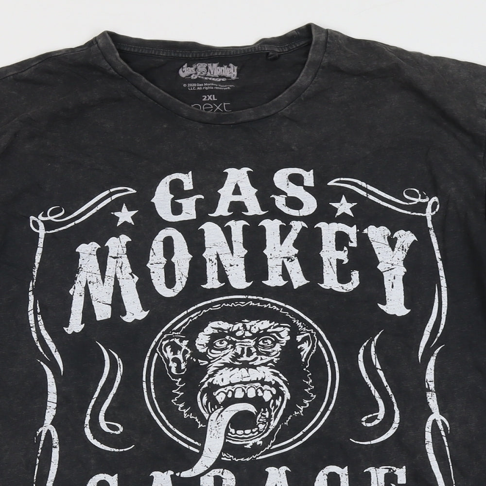 NEXT Mens Grey Cotton T-Shirt Size 2XL Round Neck - Gas Monkey Garage