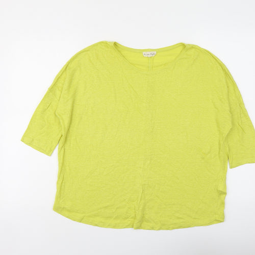 Phase Eight Womens Green Linen Basic T-Shirt Size 10 Round Neck