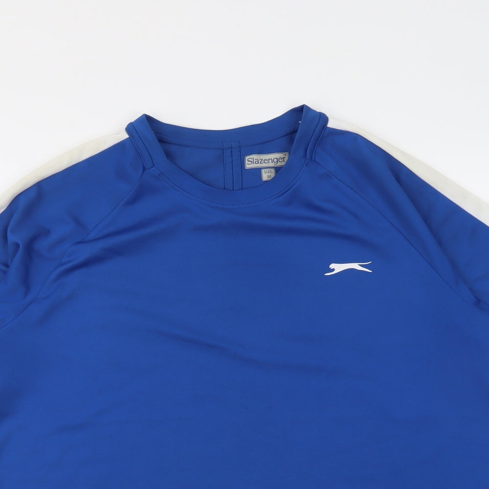 Slazenger Mens Blue Colourblock Polyester T-Shirt Size M Round Neck