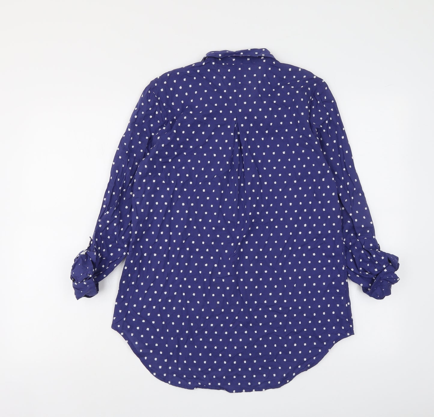 Kew 159 Womens Blue Polka Dot Cotton Basic Button-Up Size 12 Collared