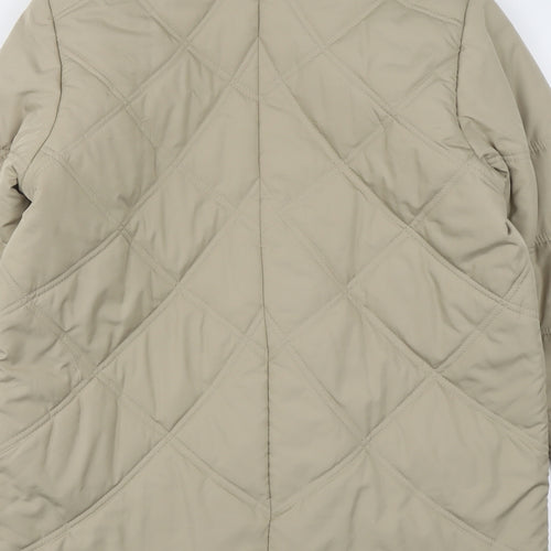 Lebek Womens Beige Quilted Jacket Size 14 Zip