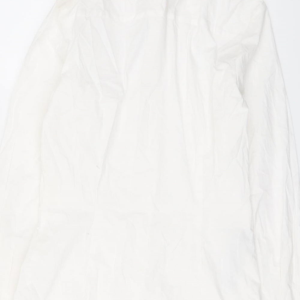 Mango Womens White Cotton Basic Button-Up Size XS Collared