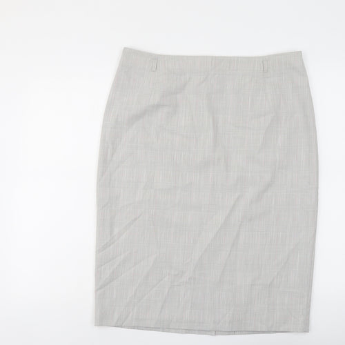 Marks and Spencer Womens Grey Check Polyester Straight & Pencil Skirt Size 16 Zip