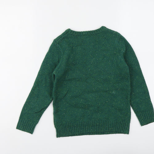 NEXT Boys Green Round Neck Acrylic Pullover Jumper Size 6 Years Pullover - Christmas