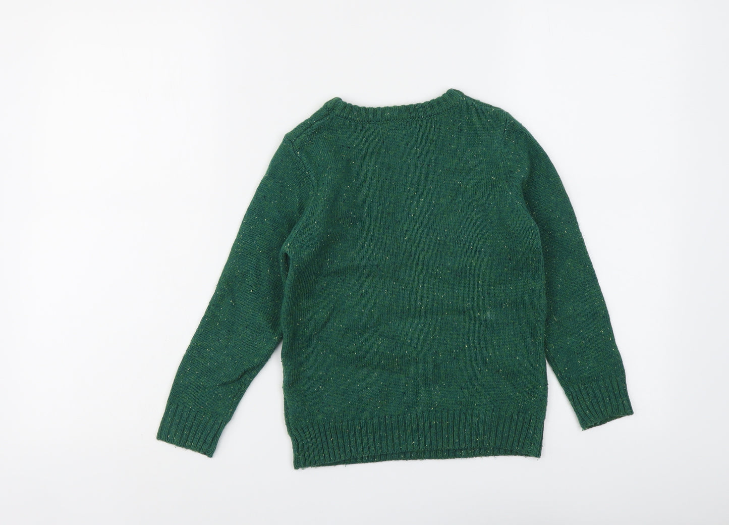 NEXT Boys Green Round Neck Acrylic Pullover Jumper Size 6 Years Pullover - Christmas