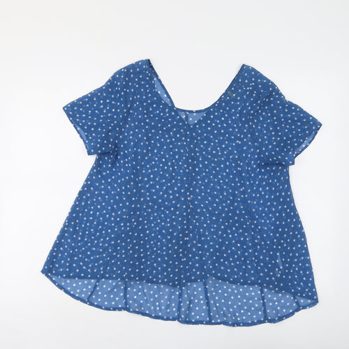 NEXT Womens Blue Geometric Polyester Basic Blouse Size 12 V-Neck - Star Print