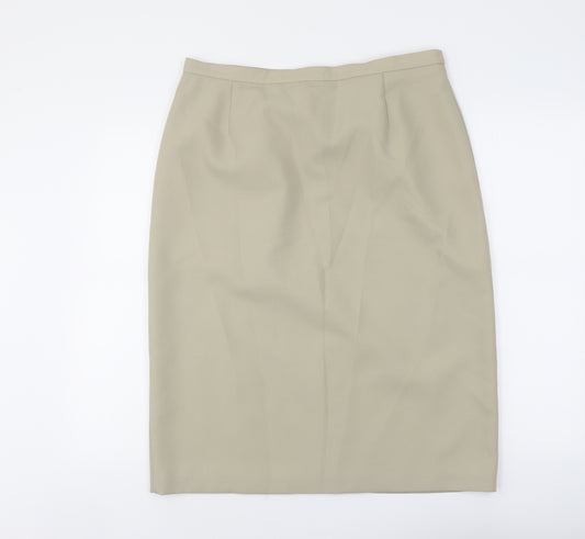 Marks and Spencer Womens Beige Polyester A-Line Skirt Size 18 Zip