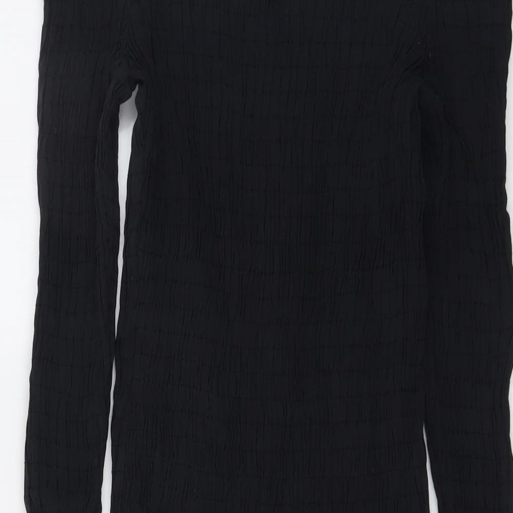 Zara Womens Black Modal A-Line Size L Off the Shoulder Pullover