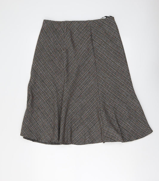EWM Womens Grey Geometric Polyester Swing Skirt Size 14