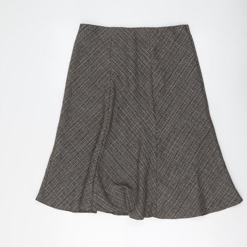 EWM Womens Grey Geometric Polyester Swing Skirt Size 14