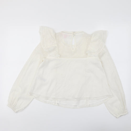 Miss Selfridge Womens Ivory Polyester Basic Blouse Size 4 Round Neck