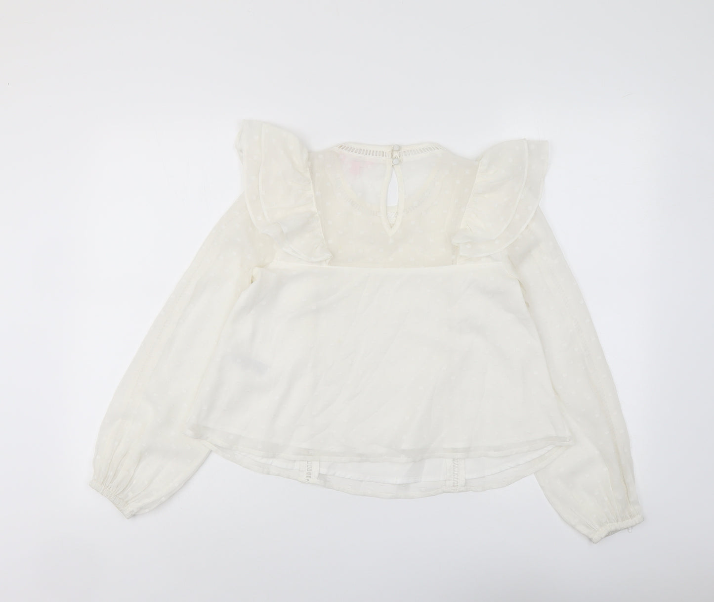 Miss Selfridge Womens Ivory Polyester Basic Blouse Size 4 Round Neck