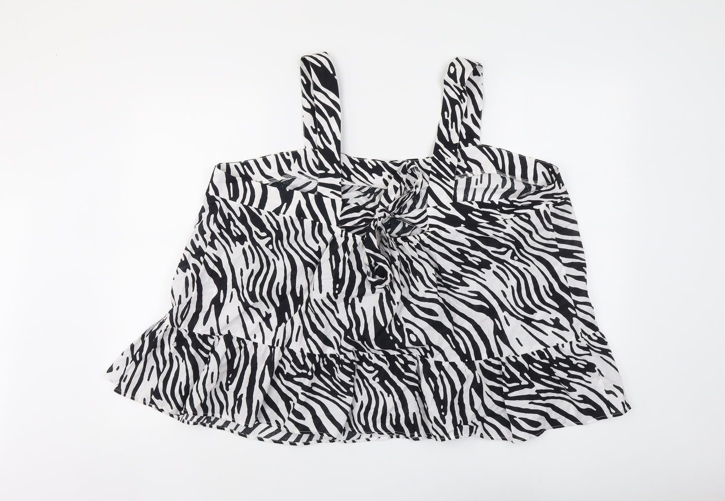 Marks and Spencer Womens Black Animal Print Cotton Basic Tank Size 24 Square Neck - Zebra Print