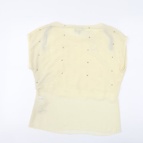 Warehouse Womens Ivory Polyester Basic Blouse Size 12 Boat Neck
