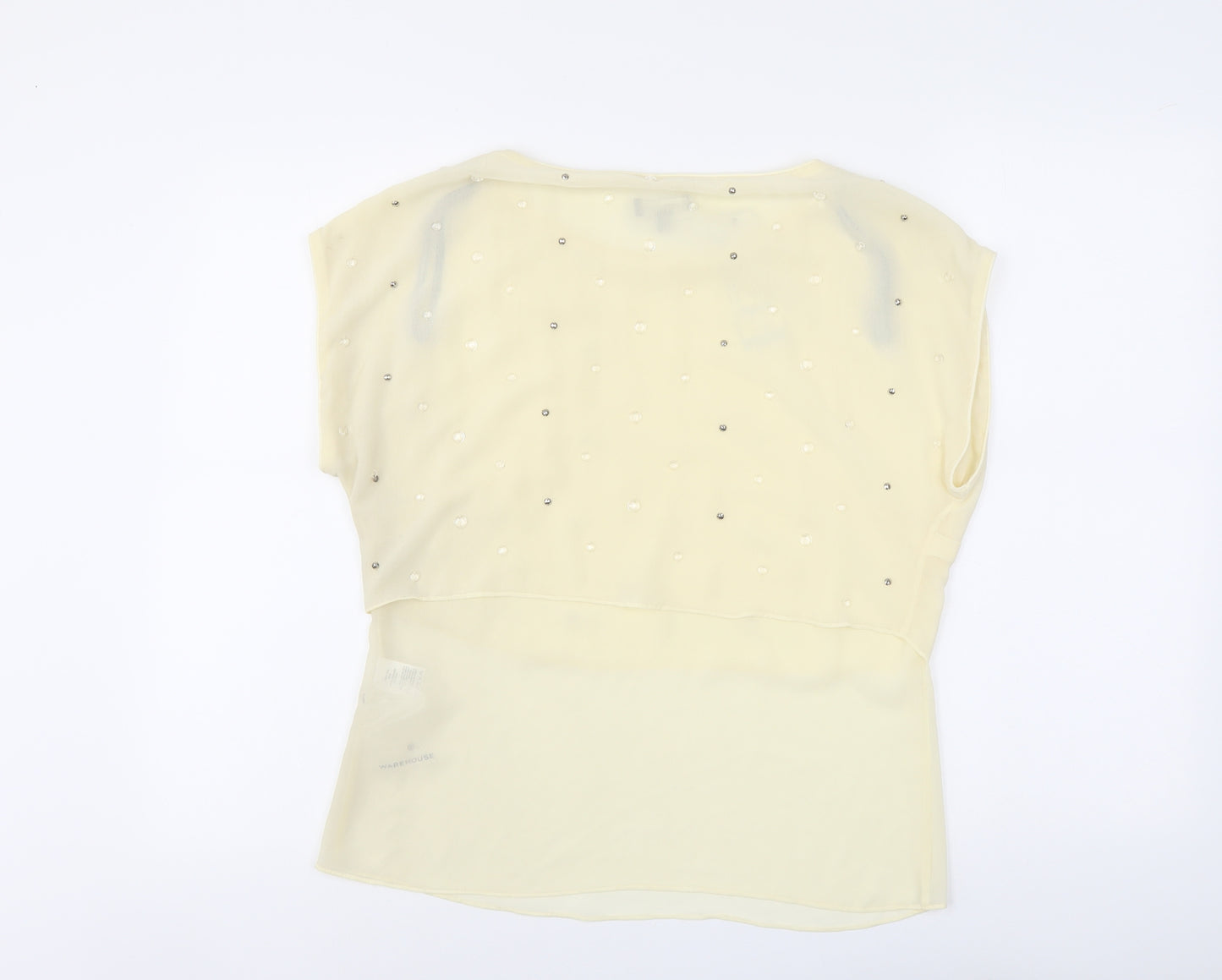 Warehouse Womens Ivory Polyester Basic Blouse Size 12 Boat Neck