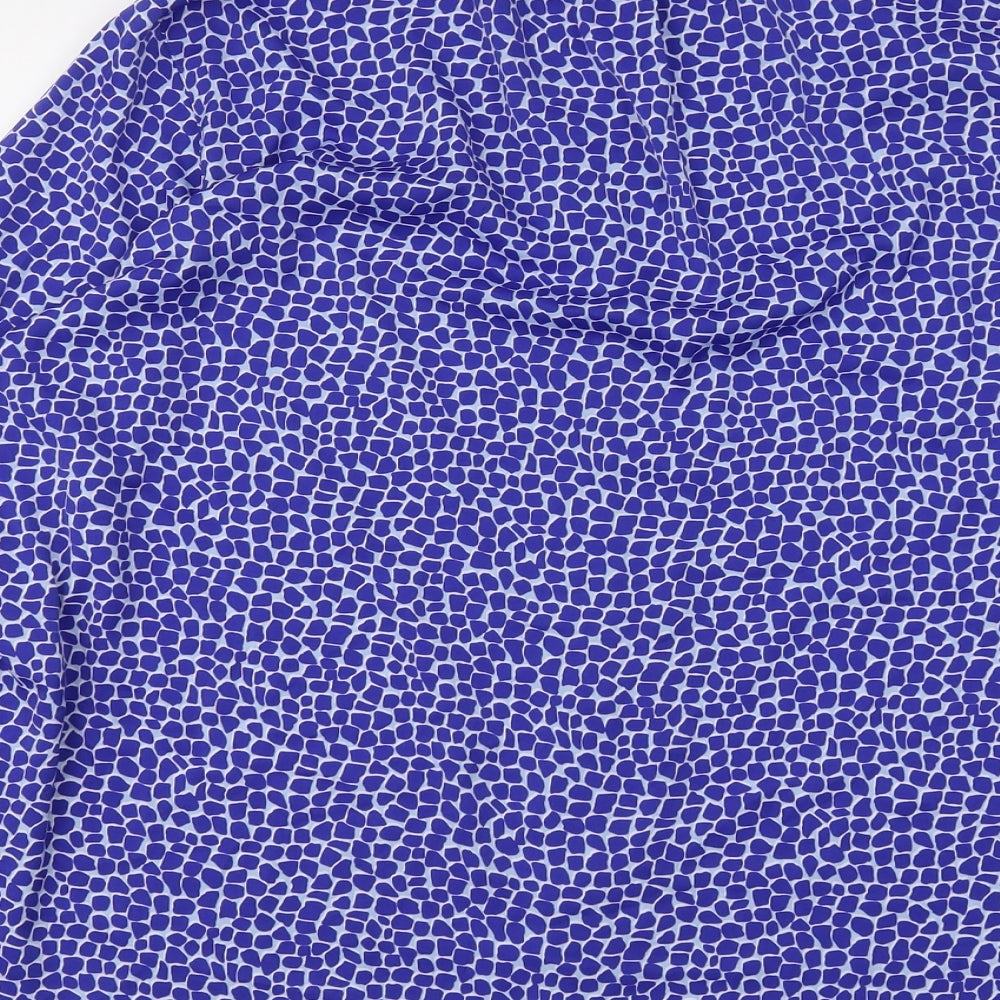 Marks and Spencer Womens Blue Animal Print Polyester Basic Blouse Size 20 V-Neck - Giraffe Print