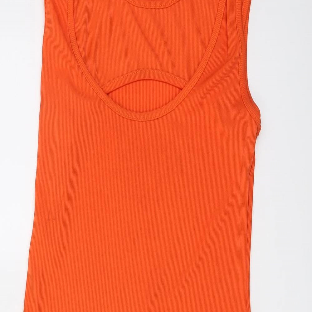 PRETTYLITTLETHING Womens Orange Polyester A-Line Size 12 Round Neck Pullover