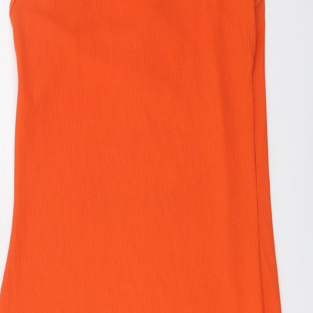 PRETTYLITTLETHING Womens Orange Polyester A-Line Size 12 Round Neck Pullover