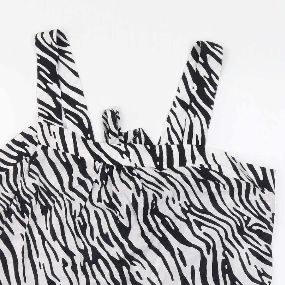 Marks and Spencer Womens Black Animal Print Cotton Basic Tank Size 22 Square Neck - Zebra Print