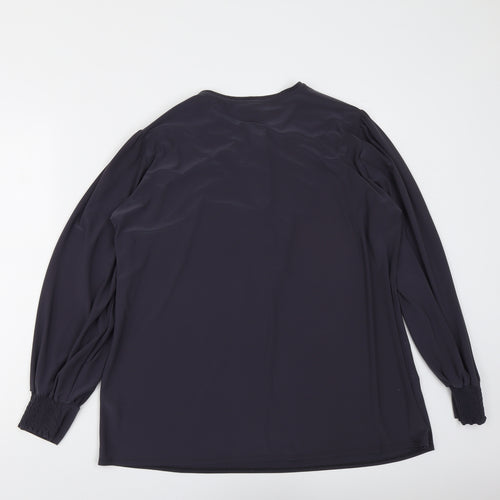 Wallis Womens Grey Polyester Basic Blouse Size L Round Neck