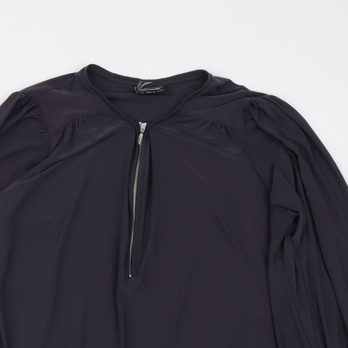 Wallis Womens Grey Polyester Basic Blouse Size L Round Neck