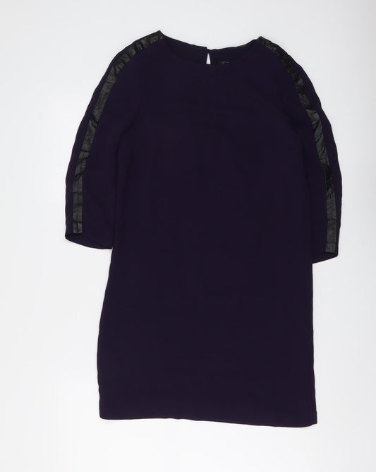 Zara Womens Purple Polyester A-Line Size XS Round Neck Button