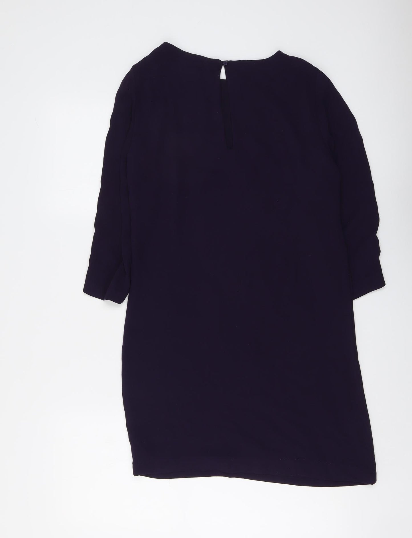 Zara Womens Purple Polyester A-Line Size XS Round Neck Button