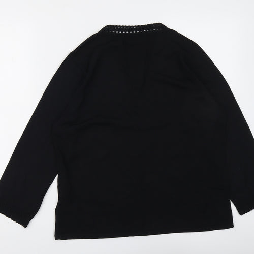Kasper Womens Black V-Neck Viscose Pullover Jumper Size XL