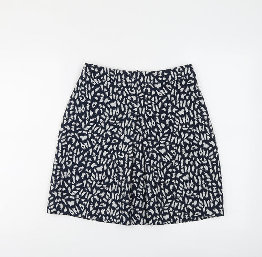 Warehouse Womens Blue Geometric Polyester A-Line Skirt Size 10 Zip